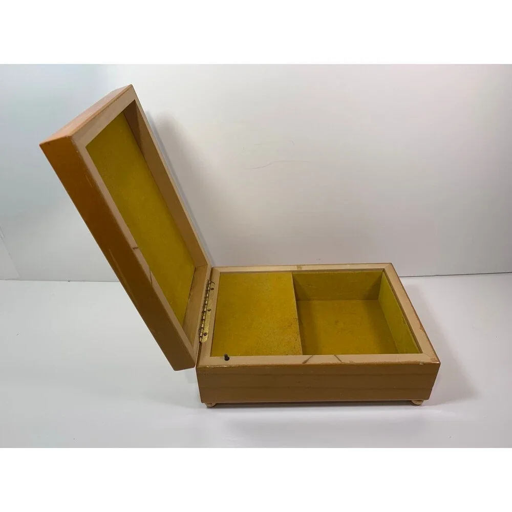 Victorian Angel  vintage lacquered Jewelry Music Box solid wood